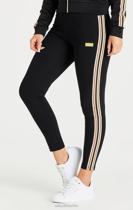 Frauen SikSilk Schwarze Leggings mit hoher Taille Bekleidung J0NL173
