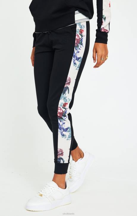 Frauen SikSilk Hose mit botanischen Blumenmotiven – Schwarz Bekleidung J0NL183