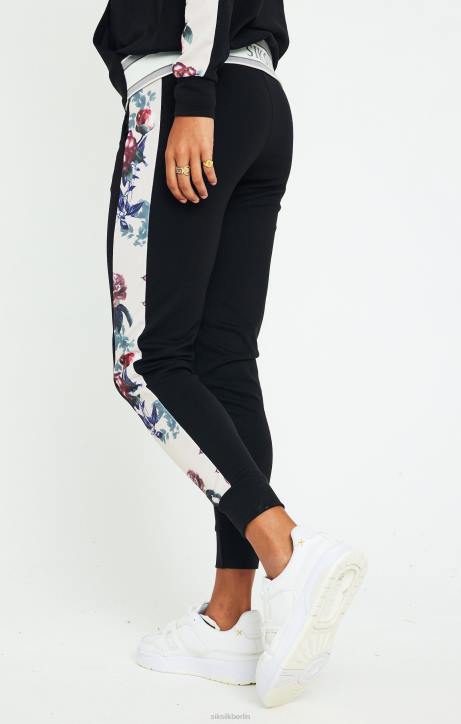 Frauen SikSilk Hose mit botanischen Blumenmotiven – Schwarz Bekleidung J0NL183