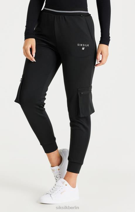 Frauen SikSilk Schwarze Cargo-Trainingshose Bekleidung J0NL184