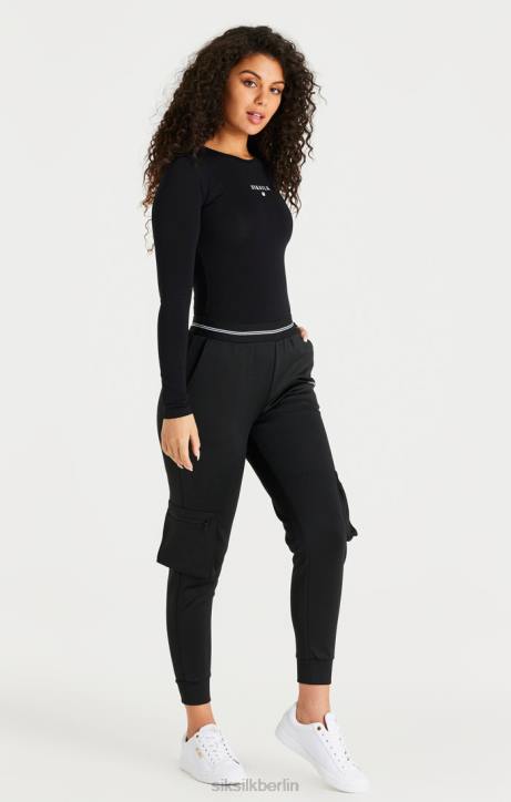 Frauen SikSilk Schwarze Cargo-Trainingshose Bekleidung J0NL184