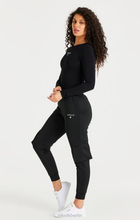 Frauen SikSilk Schwarze Cargo-Trainingshose Bekleidung J0NL184