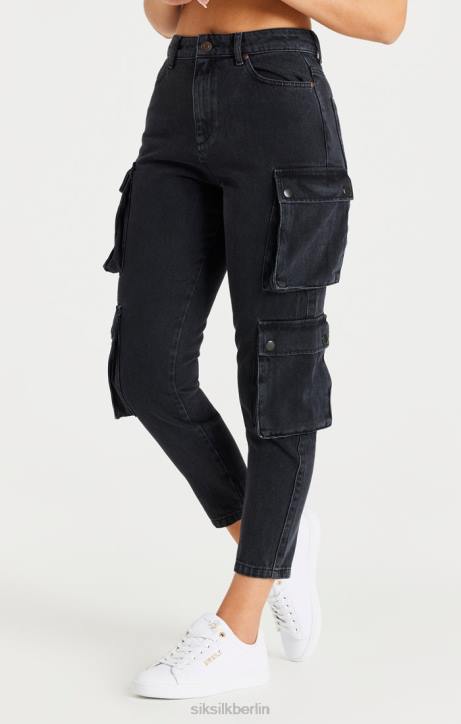 Frauen SikSilk schwarze Denim-Cargos Bekleidung J0NL187