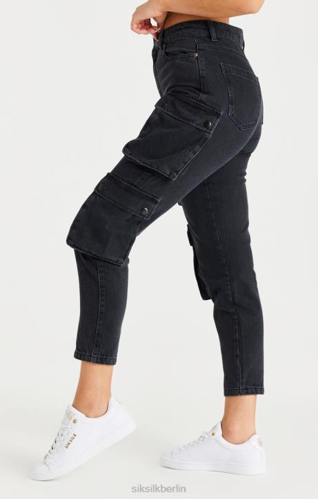 Frauen SikSilk schwarze Denim-Cargos Bekleidung J0NL187