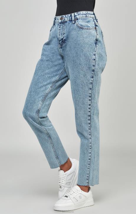 Frauen SikSilk Hellblaue, bestickte Mom-Jeans Bekleidung J0NL190