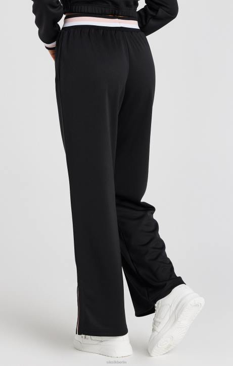 Frauen SikSilk Schwarze Trainingshose im College-Stil mit weitem Bein Bekleidung J0NL158