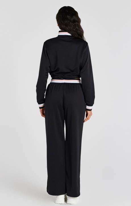 Frauen SikSilk Schwarze Trainingshose im College-Stil mit weitem Bein Bekleidung J0NL158