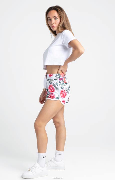 Frauen SikSilk Ecrufarbene, geblümte Shorts Bekleidung J0NL204