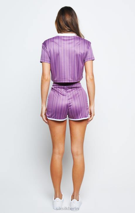 Frauen SikSilk Laufshorts mit Streifenmuster – Lila Bekleidung J0NL200