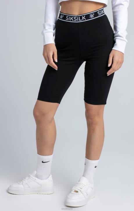 Frauen SikSilk Schwarze Essential-Tape-Radshorts Bekleidung J0NL196