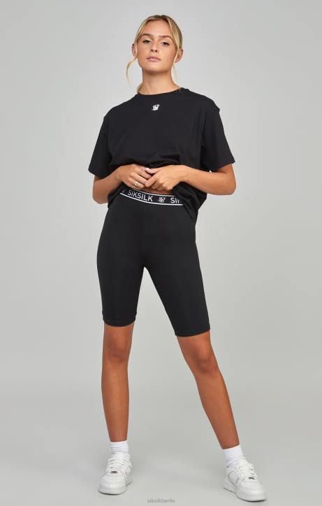 Frauen SikSilk Schwarze Essential-Tape-Radshorts Bekleidung J0NL196