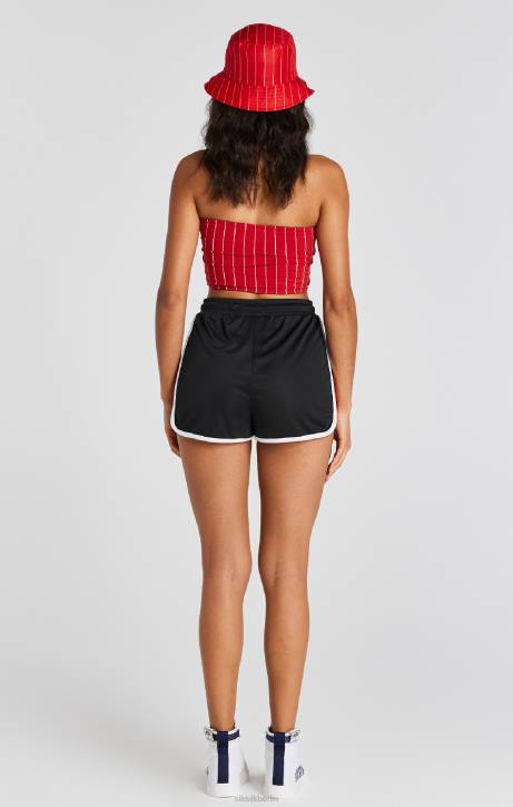 Frauen SikSilk Schwarze, getäfelte Läufershorts Bekleidung J0NL195