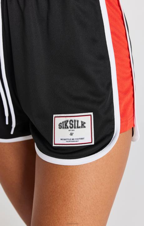 Frauen SikSilk Schwarze, getäfelte Läufershorts Bekleidung J0NL195