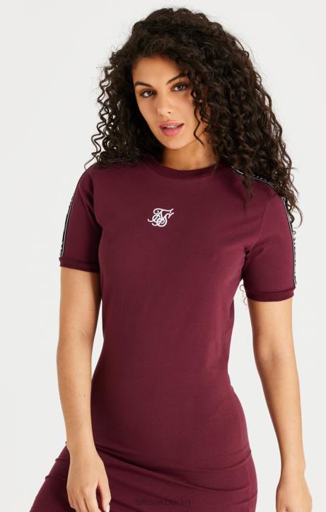 Frauen SikSilk Burgunderfarbenes, figurbetontes Bandkleid Bekleidung J0NL141