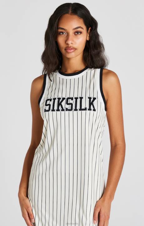 Frauen SikSilk Ecrufarbenes Basketball-Nadelstreifenkleid Bekleidung J0NL144