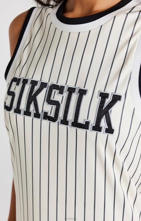 Frauen SikSilk Ecrufarbenes Basketball-Nadelstreifenkleid Bekleidung J0NL144