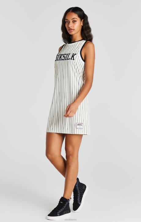 Frauen SikSilk Ecrufarbenes Basketball-Nadelstreifenkleid Bekleidung J0NL144