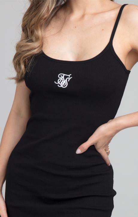 Frauen SikSilk Geripptes, figurbetontes Kleid – Schwarz Bekleidung J0NL145
