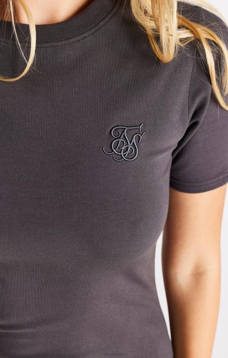 Frauen SikSilk Kurzärmliges Kleid mit Streifen – Grau Bekleidung J0NL155