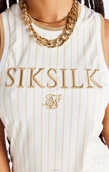 Frauen SikSilk Luxuriöses Basketballkleid – Ecru und Gold Bekleidung J0NL150