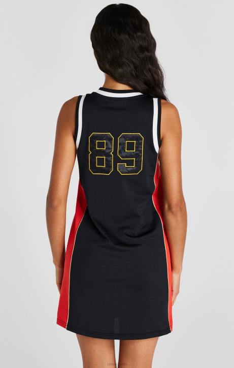 Frauen SikSilk Schwarz getäfeltes Basketballkleid Bekleidung J0NL147