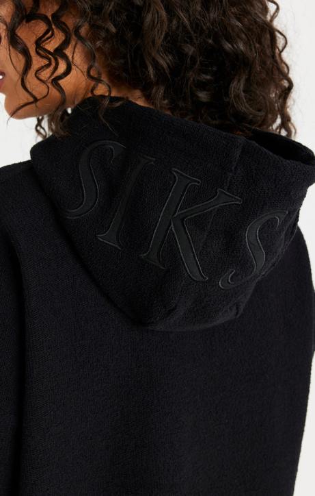 Frauen SikSilk Schwarzes Kapuzenkleid aus Reverse-Fleece Bekleidung J0NL151