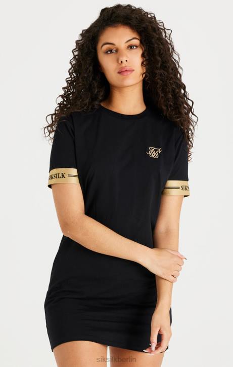 Frauen SikSilk schwarzes T-Shirt-Kleid Bekleidung J0NL143