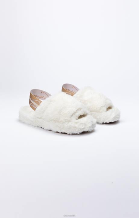 Frauen SikSilk weißer, flauschiger Slipper Schuhwerk J0NL271