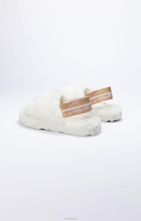 Frauen SikSilk weißer, flauschiger Slipper Schuhwerk J0NL271