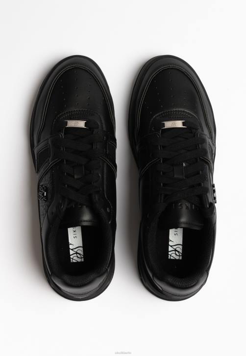 Frauen SikSilk Schwarzer Low-Top-Court-Sneaker Schuhwerk J0NL263