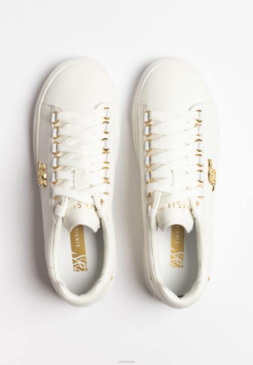 Frauen SikSilk Weißer Barra-Schlangenledereffekt Schuhwerk J0NL269