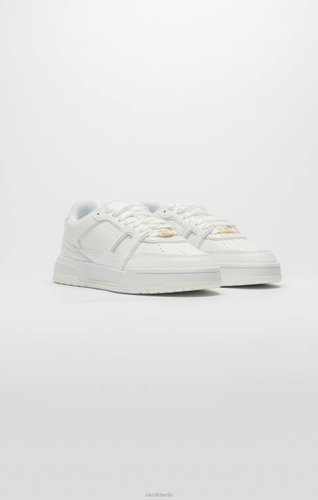 Frauen SikSilk Weißer Low-Top-Court-Sneaker Schuhwerk J0NL272