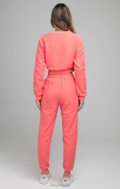 Frauen SikSilk Crop-Sweatshirt mit Loopback-Stickerei – Rosa Bekleidung J0NL96