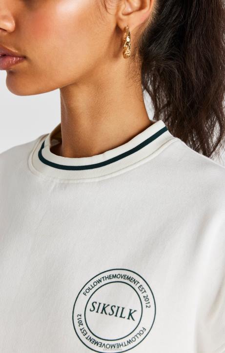 Frauen SikSilk Ecrufarbenes Crop-Sweatshirt Bekleidung J0NL78