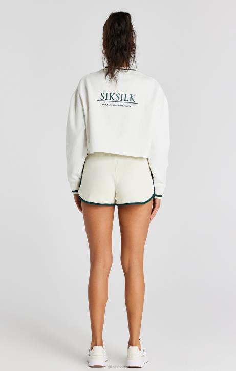 Frauen SikSilk Ecrufarbenes Crop-Sweatshirt Bekleidung J0NL78