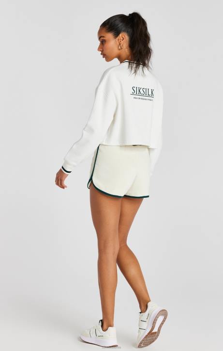 Frauen SikSilk Ecrufarbenes Crop-Sweatshirt Bekleidung J0NL78