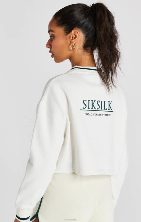 Frauen SikSilk Ecrufarbenes Crop-Sweatshirt Bekleidung J0NL78