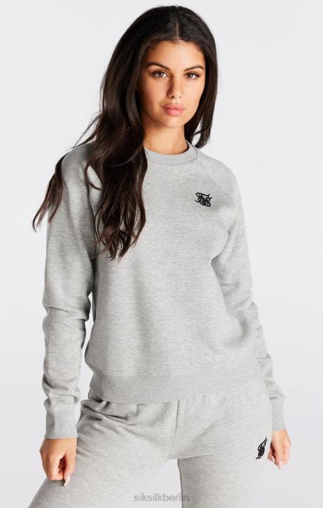 Frauen SikSilk Grau meliertes Essential-Sweatshirt mit Rundhalsausschnitt Bekleidung J0NL121