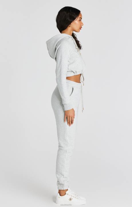 Frauen SikSilk Grau meliertes, charakteristisches Crop-Hoodie Bekleidung J0NL95