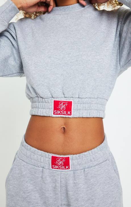 Frauen SikSilk Grau meliertes, kurzes Sweatshirt Bekleidung J0NL90