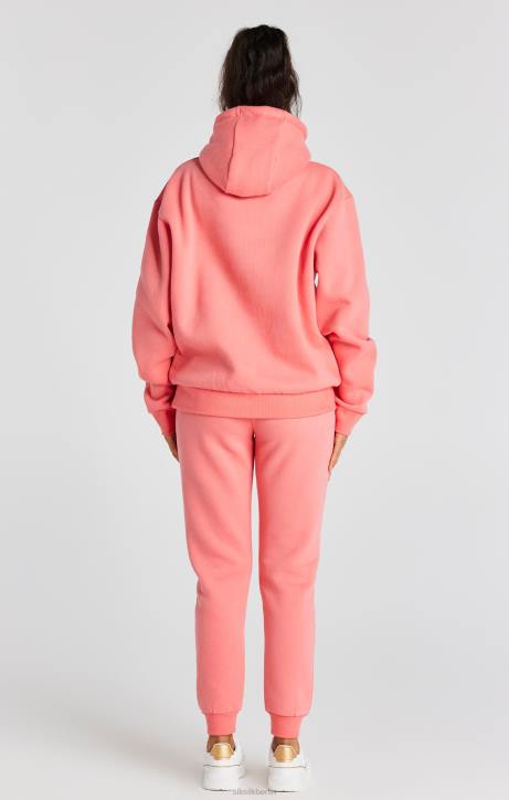 Frauen SikSilk Korallenroter, übergroßer Kapuzenpullover Bekleidung J0NL108