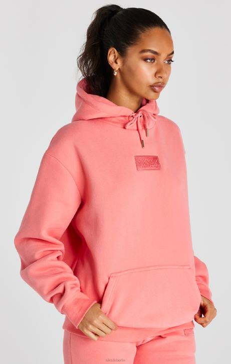 Frauen SikSilk Korallenroter, übergroßer Kapuzenpullover Bekleidung J0NL108