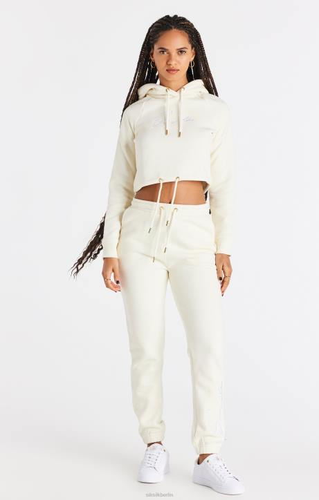 Frauen SikSilk Kurzer Kapuzenpullover in Ecru Bekleidung J0NL86