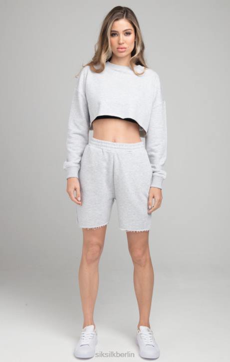 Frauen SikSilk Kurzes Sweatshirt – grau meliert Bekleidung J0NL122