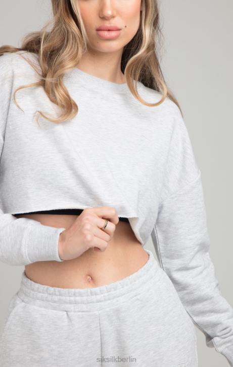 Frauen SikSilk Kurzes Sweatshirt – grau meliert Bekleidung J0NL122