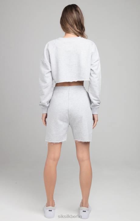 Frauen SikSilk Kurzes Sweatshirt – grau meliert Bekleidung J0NL122