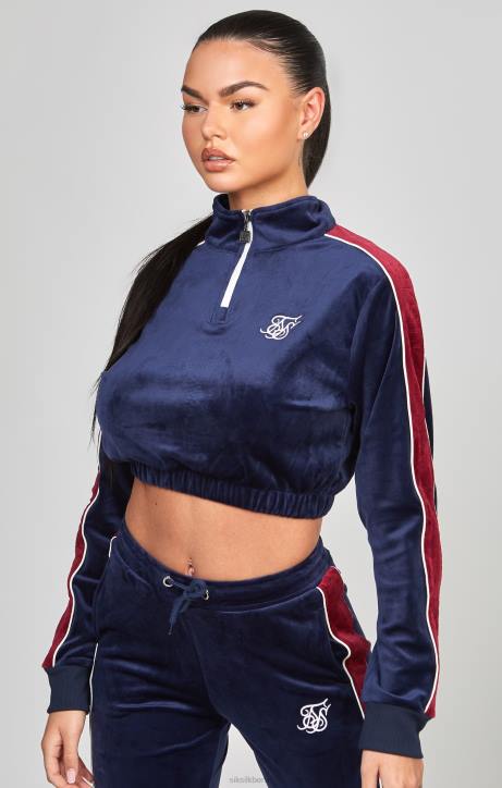 Frauen SikSilk Marineblaues Velours-Trainingsoberteil Bekleidung J0NL112