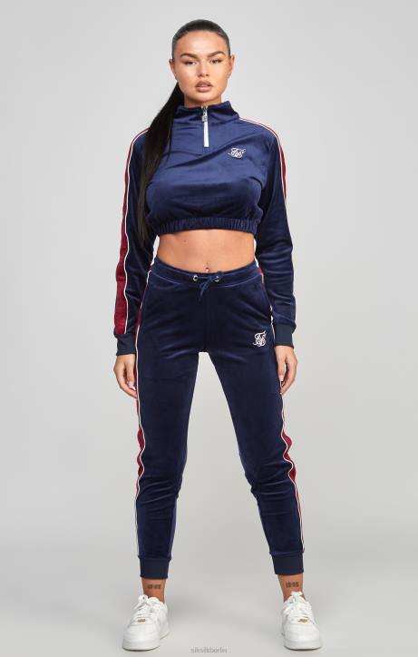 Frauen SikSilk Marineblaues Velours-Trainingsoberteil Bekleidung J0NL112