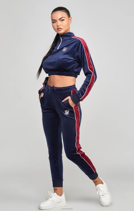 Frauen SikSilk Marineblaues Velours-Trainingsoberteil Bekleidung J0NL112