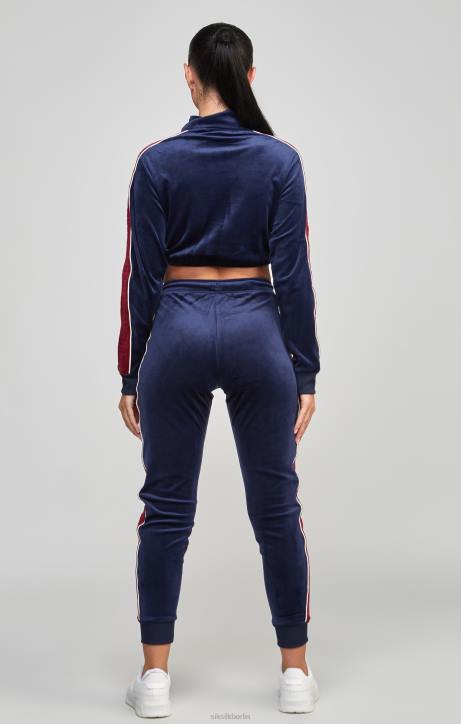 Frauen SikSilk Marineblaues Velours-Trainingsoberteil Bekleidung J0NL112